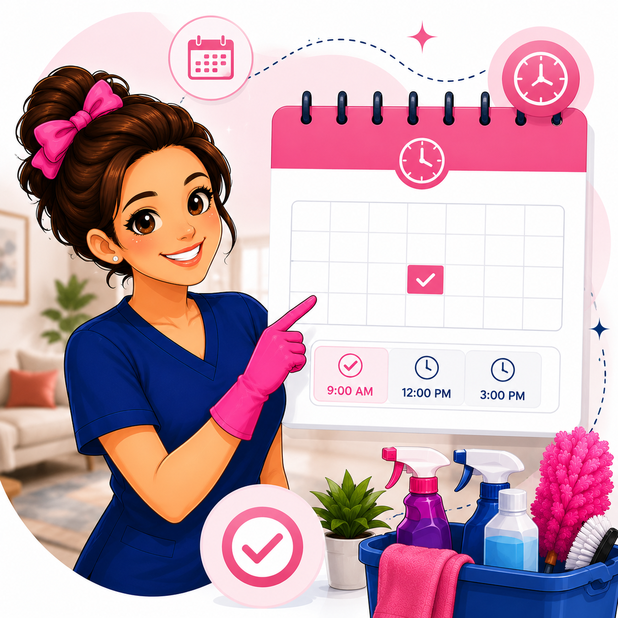 Sweet Lulu's cleaner showing a scheduling calendar